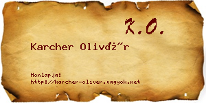 Karcher Olivér névjegykártya